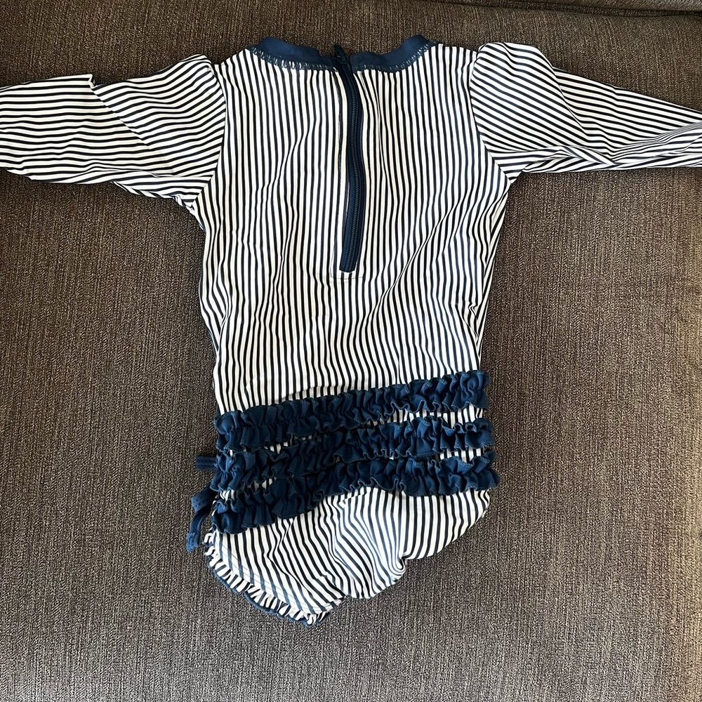 Rufflebutts Navy White Stripe Bathing Suit 12-18 Months - Picture 5 of 5